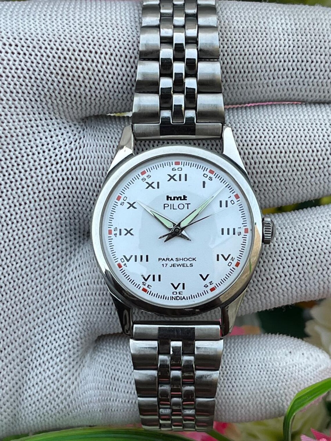 HMT Pilot Vintage Hand Winding Mechanical Watch white Dial Men's Watch, foto 4 di 5