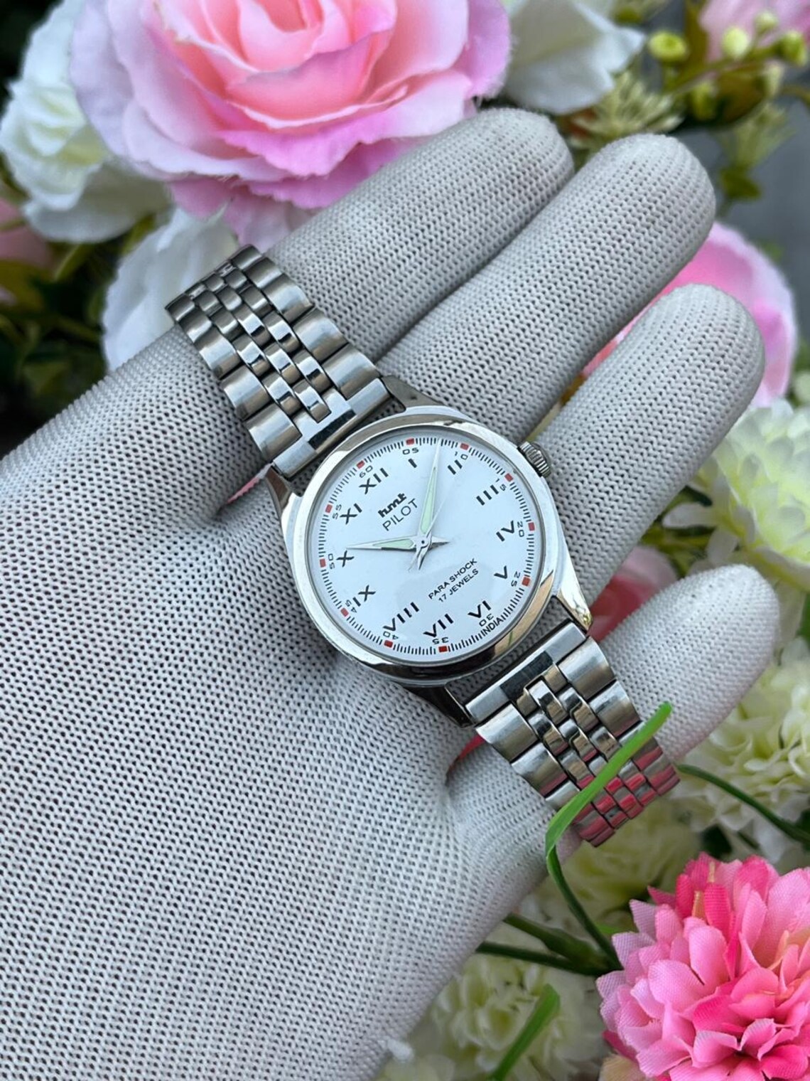 HMT Pilot Vintage Hand Winding Mechanical Watch white Dial Men's Watch, foto 2 di 5