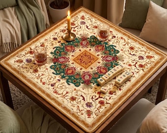 Copritavolo da Mahjong, tappetino in velluto con stampa floreale vintage, tappeto impermeabile antiscivolo