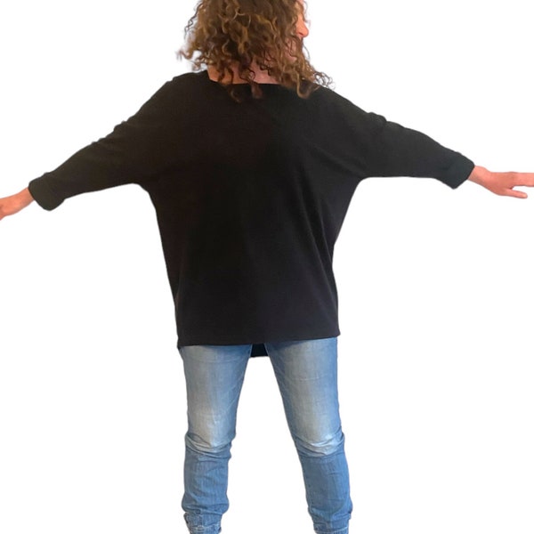 Oversized Shirt, lang in schwarz, Schnuffistoff