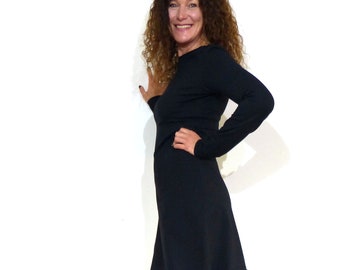 Women's A-shape dress - black, organic jersey