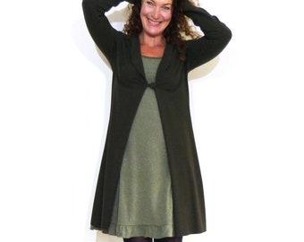 Coat "DIVA", snuffy fabric, dark olive