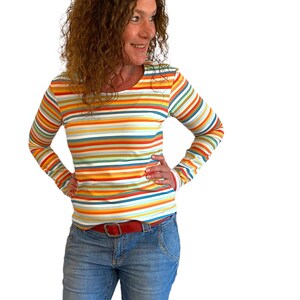 Chemise trapèze, rayures colorées ! Bio !