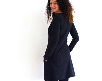 Women's dress with pockets, black