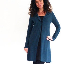 Coat "DIVA", snuffy fabric, petrol