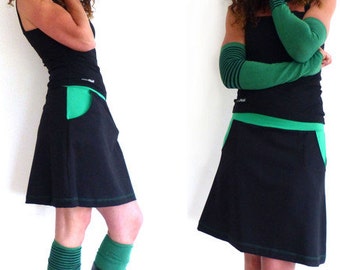 Arm warmers and leg warmers, green, black stripes, stripes