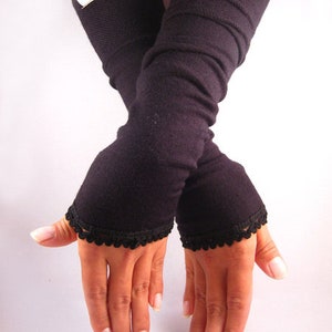 Cuffs, arm warmers, wrist warmers, black trim image 1