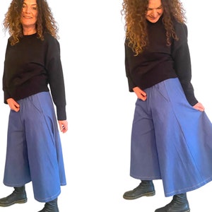 Culottes made of stretchy jeans in blue, one size 36-42 image 6