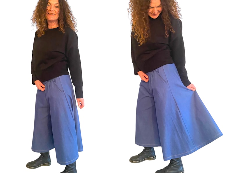 Culottes made of stretchy jeans in blue, one size 36-42 image 6