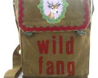 Wildfang, gerecyclede tas, olijfgroen, dames schoudertas