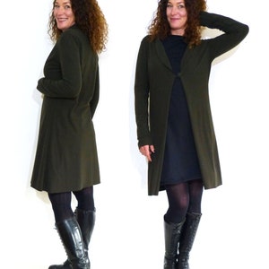 Coat DIVA, snuffy fabric, dark olive image 3