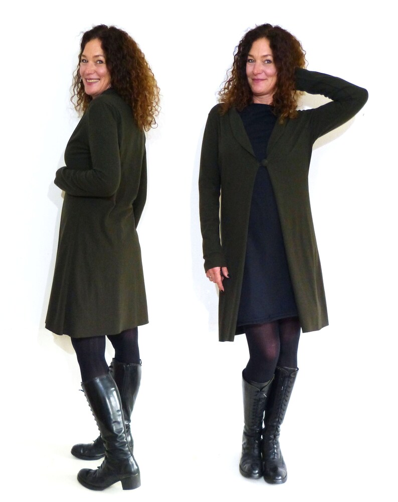 Coat DIVA, snuffy fabric, dark olive image 3