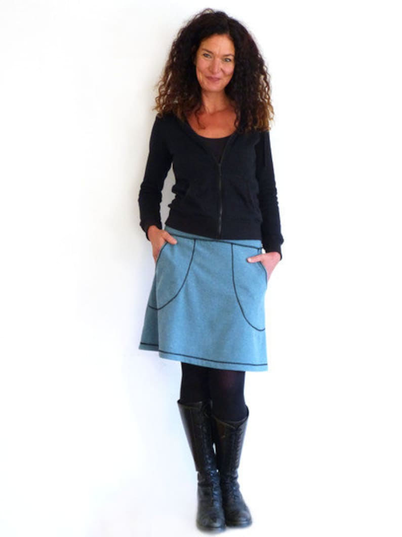 Aqua Bundrock with pockets in a-form light blue