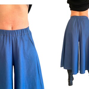 Culottes made of stretchy jeans in blue, one size 36-42 image 7