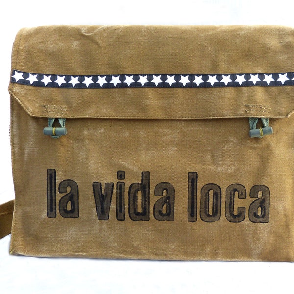 la vida loca, olive, recycled laptop, school bag