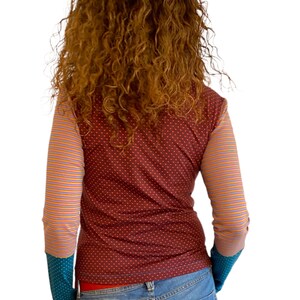 Shirt A-shaped, petrol, dark red, stripes in colorful image 3