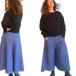 Culottes made of stretchy jeans in blue, one size 36-42 image 3