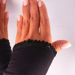 Cuffs, arm warmers, wrist warmers, black trim image 2