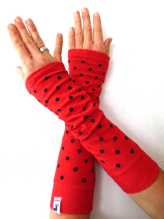 小物 tanakadaisuke red LOVE arm warmer Leg Warmers, Arm Warmers, Wrist Warmers - Red Polka Dots - Etsy