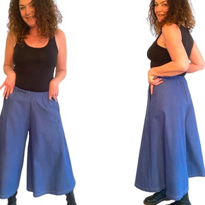 Culottes made of stretchy jeans in blue, one size 36-42 image 4