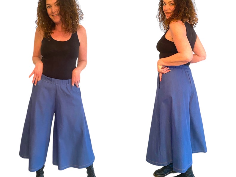 Culottes made of stretchy jeans in blue, one size 36-42 image 4