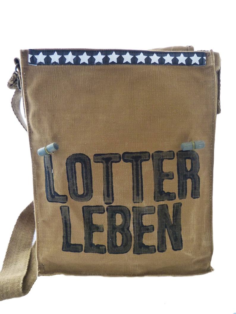 Lotterleben, schwarz, recycling tasche, oliv, Umhängetasche Damen, Umhängetasche Herren Bild 2