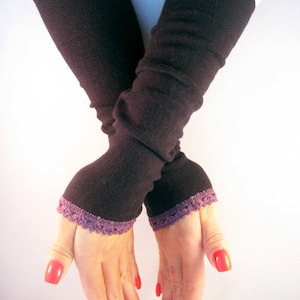 Cuffs, arm warmers, wrist warmers - black, purple
