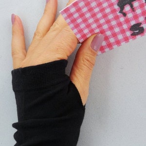 Cuffs, arm warmers UNISEX with thumb hole, black