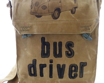 BUS DRIVER, recycling bag, olive, shoulder bag for women, shoulder bag for men