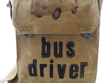 BUS DRIVER, recycled bag, olive, shoulder bag for women, shoulder bag for men