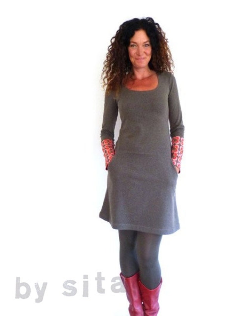 brown retro pattern Women/'s dress with pockets