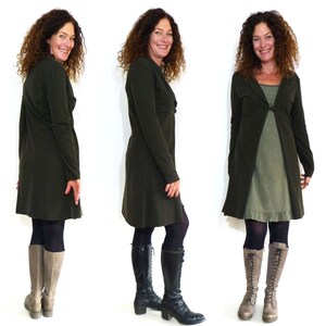 Coat DIVA, snuffy fabric, dark olive image 2