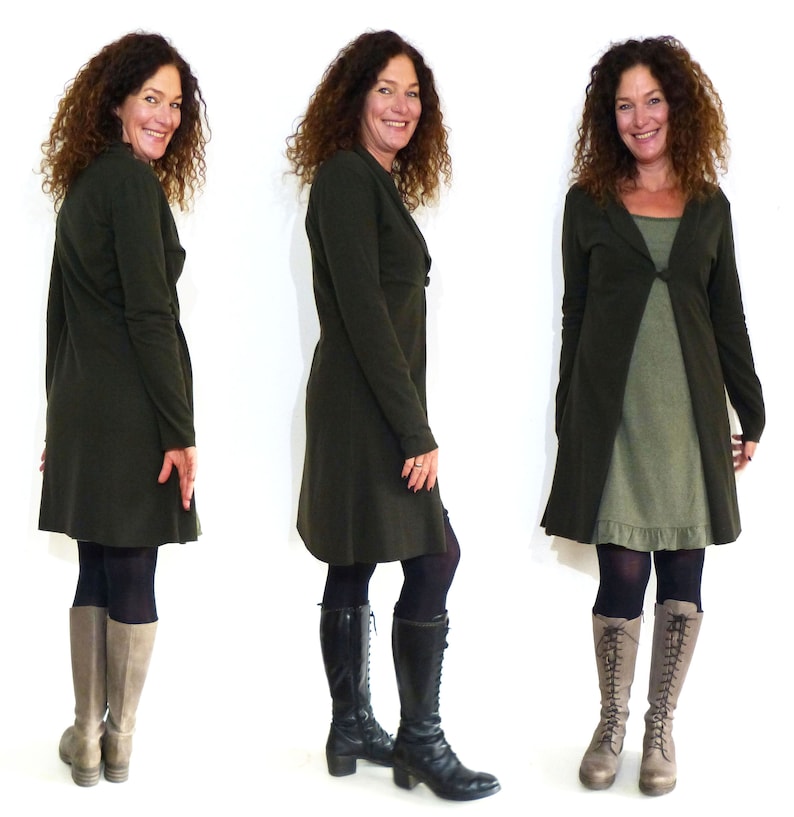 Coat DIVA, snuffy fabric, dark olive image 2