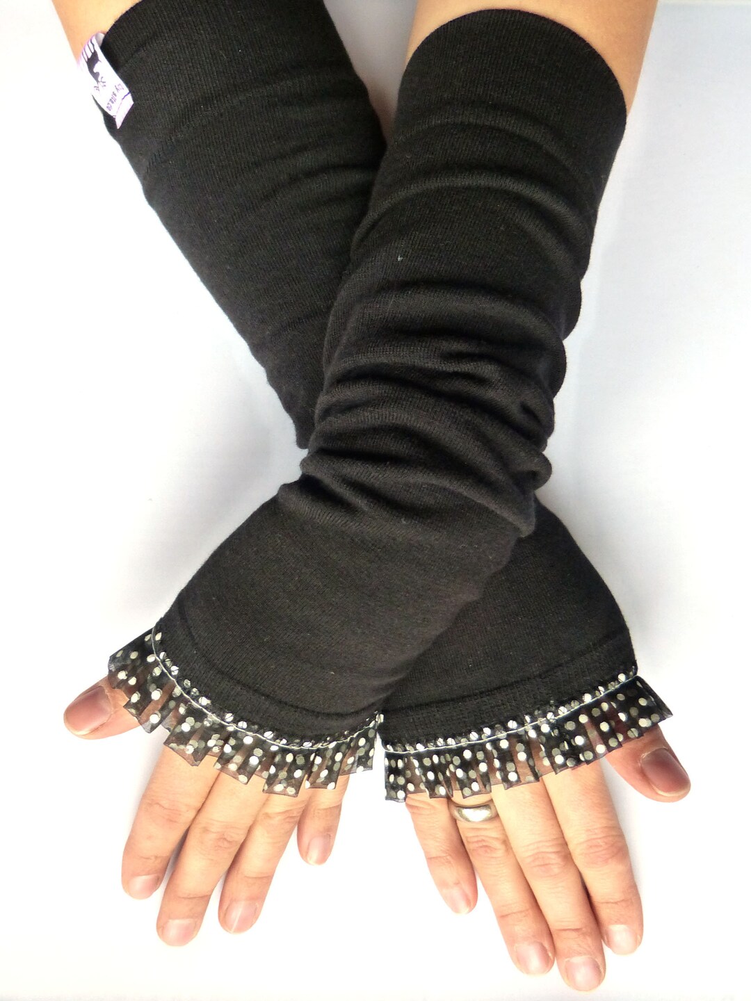 Wrist Warmers, Arm Warmers, Wrist Warmers - Black, Polka Dots - Etsy