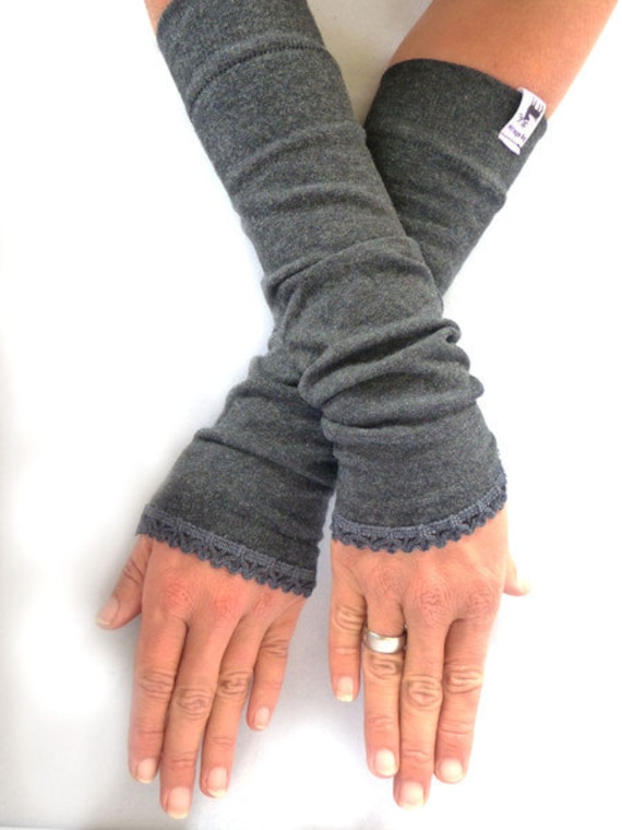 Armstulpen, fingerlose Handschuhe in dunkelgrau mit Borte in dunkelgrau -  Etsy.de