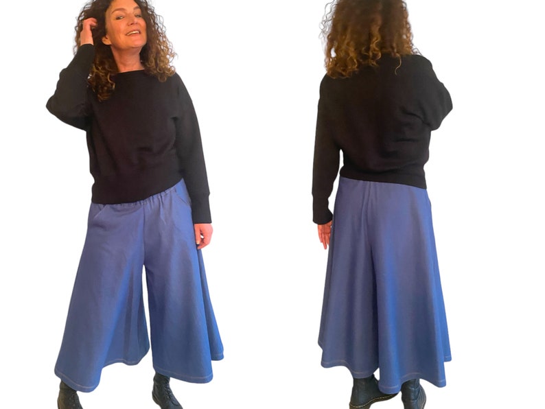 Culottes made of stretchy jeans in blue, one size 36-42 image 5