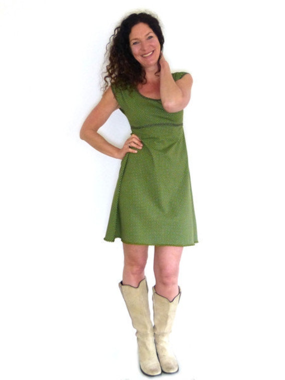 olive green polka dot dress Topshop Twist Front Midi Dress in Olive polka dot-Green