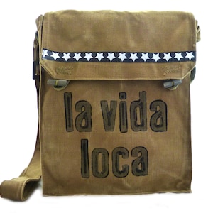 La vida loca, recycling bag, olive, shoulder bag for women, shoulder bag for men image 1