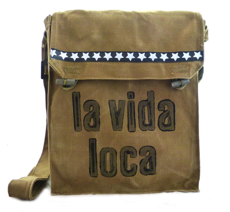 La vida loca, recycling bag, olive, shoulder bag for women, shoulder bag for men image 1