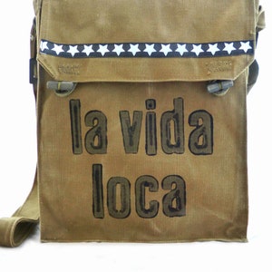 La vida loca, recycling bag, olive, shoulder bag for women, shoulder bag for men image 3