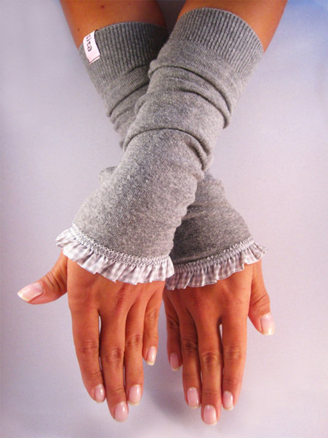 Cuffs, Arm Warmers, Wrist Warmers - Light Gray Ruffle - Etsy