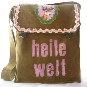Heile Welt, recycling Tasche, oliv, Umhängetasche Damen