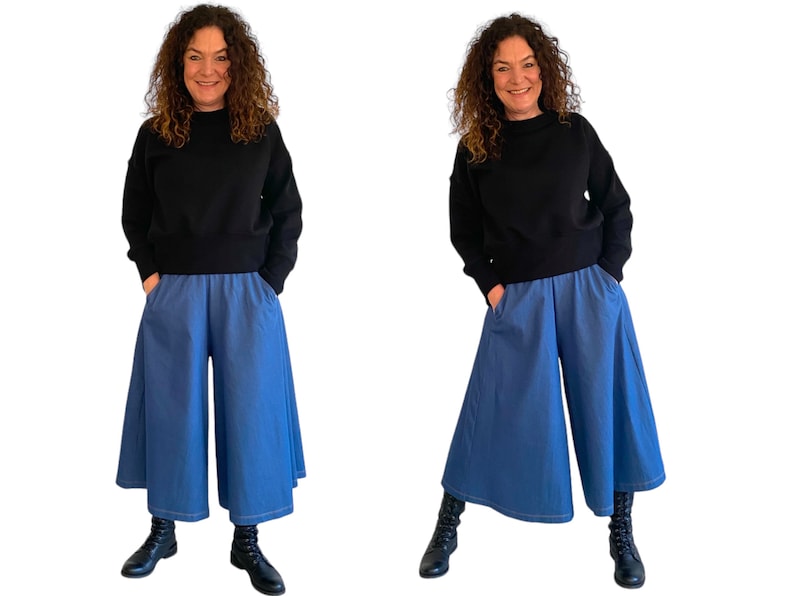 Culottes made of stretchy jeans in blue, one size 36-42 image 2