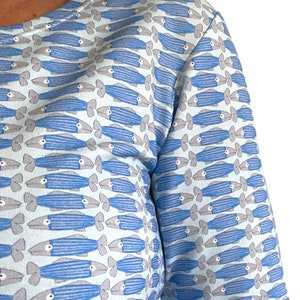 Shirt mit Fischen, hellblau, braun BIO Bild 4