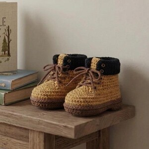 3–6 Month Baby Crochet Pattern Copy title, Crochet Baby Work Booties Pattern PDF, Lace Up Baby Shoes, Mini Lace Up Booties PDF