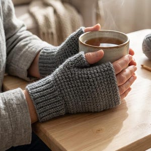Crochet Fingerless Gloves Pattern PDF, Ribbed Wrist Warmers, Adult Mitts, Easy Crochet Gloves, Fingerless Gloves Crochet Pattern, Diy Pdf