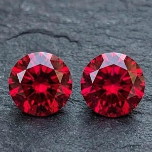 Lab Created Ruby Pair 7x7mm Round Cut Loose Gemstones Diamond Cut Red Pair for Earrings Pigeon Blood Red Faceted Gems for Jewelry Making