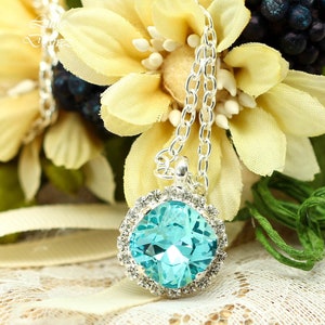Blue Necklace Bridal Necklace Turquoise Necklace Crystal Blue L?Necklace Bridesmaid Gift Matron Of Honor Gift Wives Gift TQ50N