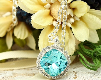 Collier bleu Collier de mariée Collier turquoise Cristal Bleu L?Collier Demoiselle d'honneur Cadeau Matrone d'honneur Cadeau Épouses Cadeau TQ50N