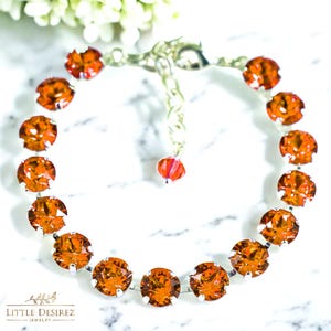 Topaz Crystal Tennis Bracelet, Sparkling Silver Jewelry for Weddings, Bridesmaids, Special Occasions, and Everyday Wear, Custom Gift TO35BR